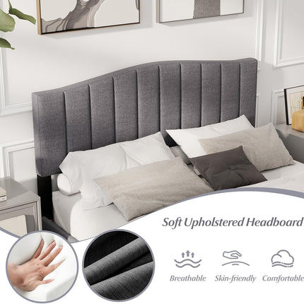 Dreamade Queen Bed Framewith Adjustable Arch Tufted Headboard Mattress Foundation