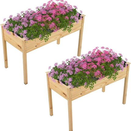 Dreamade 47"x23"x30" Elevated Wood Planter Box with Liner