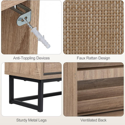 Dreamade Narrow Shoe Storage Cabinet with 2 Flip Drawers