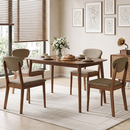 Dreamade Wooden Dining Chairs Set of 4, Upholstered Kitchen Chairs | Farmhouse Dining Room Chair w/ Padded Seat & Back
