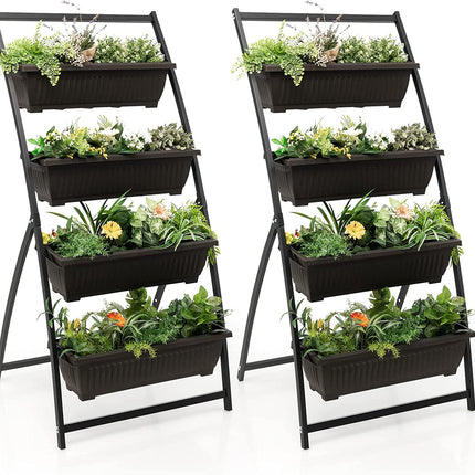 Dreamade 2 Pcs 4.1FT Vertical Raised Garden Bed, 4-Tier Elevated Planter Box