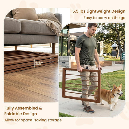 Dreamade Freestanding Foldable Dog Gate Indoor, 83" W x 30" H Extra Wide
