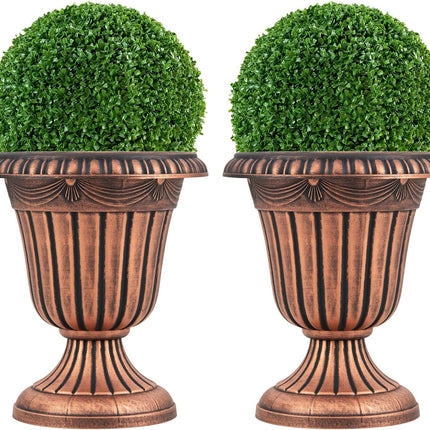 Dreamade 18" Tall Urn Plastic Flower Pots with Pedestal Base & Pre-Marked Drain Hole