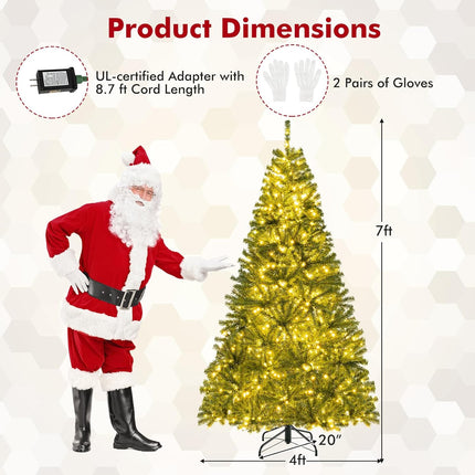 Dreamade 6FT | 7FT | 8FT Pre-Lit Remote Control Artificial Christmas Tree with Warm White LED Lights