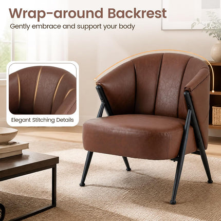 Dreamade Mid Century Modern Accent Chair w/Curved Backrest & Wide Seat