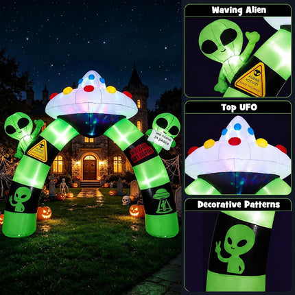 DREAMADE Halloween Inflatable Arch Alien Arch w/UFO 10.5 x 1.2 x 9.8 FT