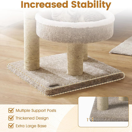 DREAMADE 24-Inch Small Cat Tree with 2 Plush Perches & Jute Posts
