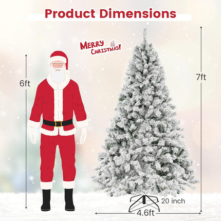 Dreamade 3-Minute-Setup Pre-Lit Snow Flocked Christmas Tree Artificial Hinged Xmas Tree