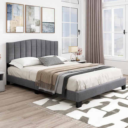 Dreamade Queen Bed Framewith Adjustable Arch Tufted Headboard Mattress Foundation