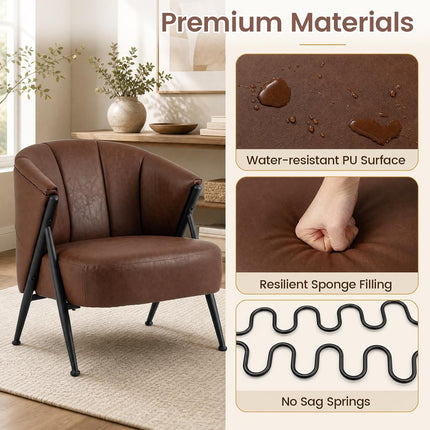 Dreamade Mid Century Modern Accent Chair w/Curved Backrest & Wide Seat