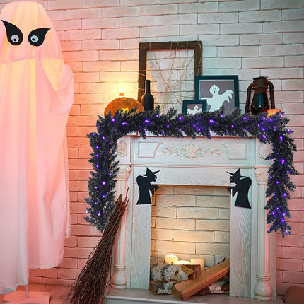9FT Black Halloween Garland with Lights - DreamadeUS