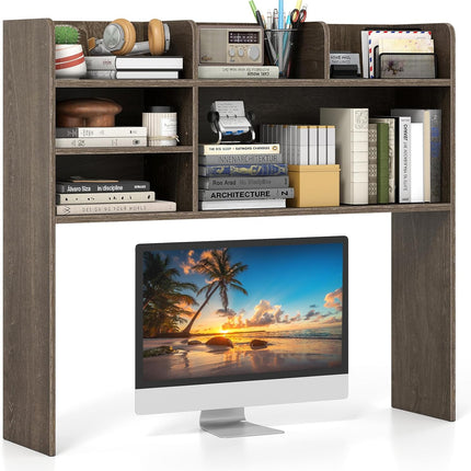 Dreamade Desktop Bookshelf, 37" Desk Hutch Dorm for Computer Up to 32 Inch