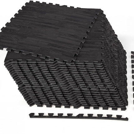 Dreamade 25 Pcs 24"x24" Faux Wood Grain EVA Foam Tiles with 50 Borders