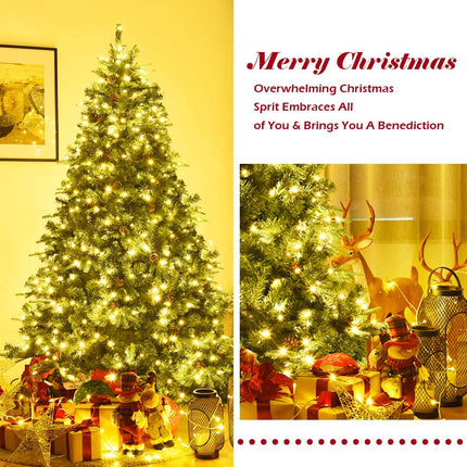 7ft Pre-Lit Artificial Christmas Tree, Premium Spruce Hinged Tree with 460 LED Lights - DreamadeUS