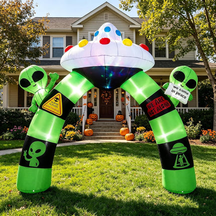 DREAMADE Halloween Inflatable Arch Alien Arch w/UFO 10.5 x 1.2 x 9.8 FT