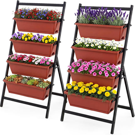Dreamade 4-Tier Vertical Garden Planter with 4 Container Boxes & Drainage System (1/2)