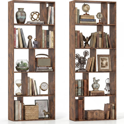 Dreamade 6-Tier Bookshelf | 10-Cube Industrial Bookcase w/Open Back (1/2)
