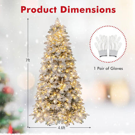 Dreamade Pre-Lit Snow Flocked Christmas Tree with Mixed Branch Tips & LED Lights