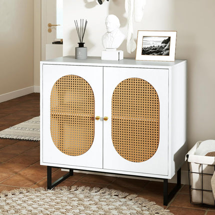 Dreamade Small PE Rattan Buffet Cabinet with 2-Door Boho Sideboard