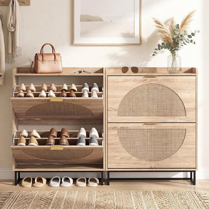 Dreamade Narrow Shoe Storage Cabinet with 2 Flip Drawers