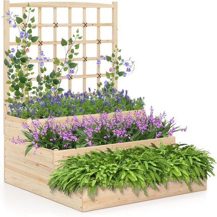 Dreamade 3-Tier Raised Garden Bed with Trellis and 3 Planter Boxes