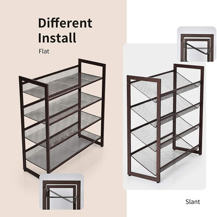 4-Tier Metal Shoe Rack, Shoe Storage Organizer - Dreamadeus