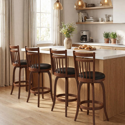 Dreamade Swivel Bar Stools Set of 2, 24 Inch Counter Height Barstools | 360° Rotating Bar Chairs w/Footrest
