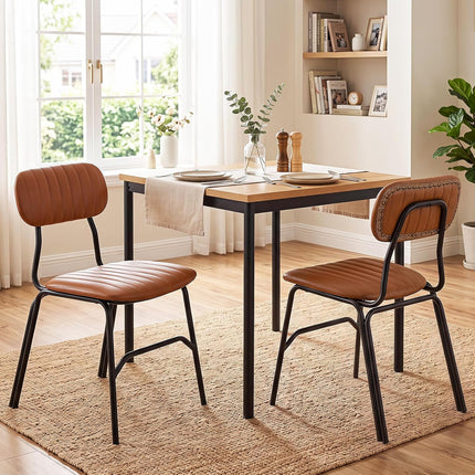 Dreamade Metal Dining Chairs PU Leather Upholstered Kitchen Chairs | Modern Dining Room Chair w