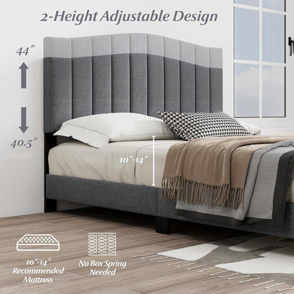 Dreamade Queen Bed Framewith Adjustable Arch Tufted Headboard Mattress Foundation