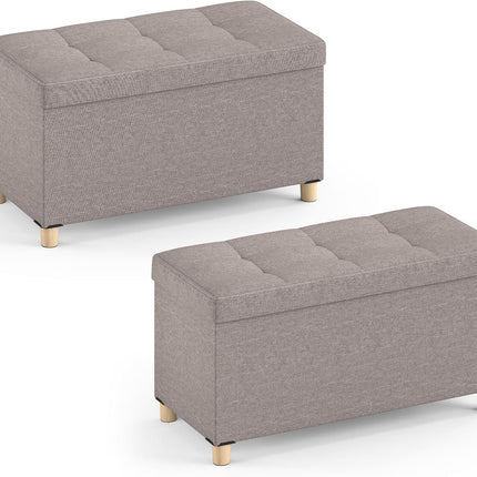 Dreamade 30 Inches Storage Ottoman Bench with Tray and Rubber Wood Legs