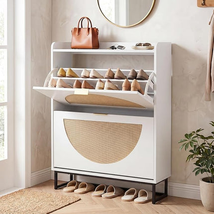Dreamade Narrow Shoe Storage Cabinet with 2 Flip Drawers