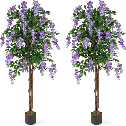 Dreamade 5.5FT Faux Wisteria Tree in Nursery Pot with Blooming Flowers