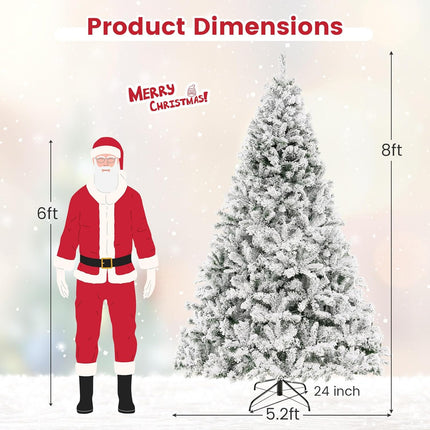 Dreamade 3-Minute-Setup Pre-Lit Snow Flocked Christmas Tree Artificial Hinged Xmas Tree