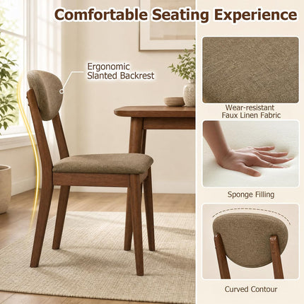 Dreamade Wooden Dining Chairs Set of 4, Upholstered Kitchen Chairs | Farmhouse Dining Room Chair w/ Padded Seat & Back