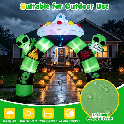 DREAMADE Halloween Inflatable Arch Alien Arch w/UFO 10.5 x 1.2 x 9.8 FT