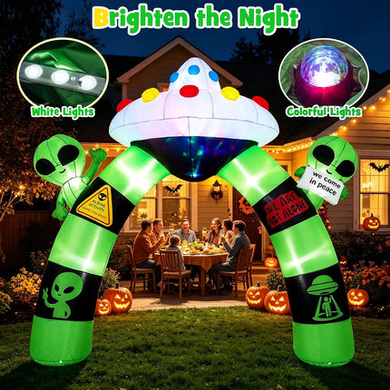 DREAMADE Halloween Inflatable Arch Alien Arch w/UFO 10.5 x 1.2 x 9.8 FT