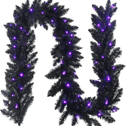 9FT Black Halloween Garland with Lights - DreamadeUS