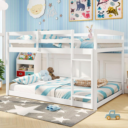 Dreamade Full Over Full Bunk Bed Solid Wood Kids Bunk Bed with Full-Length Guardrails