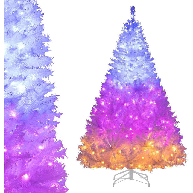 Dreamade White Pre-Lit Artificial Christmas Tree with Warm White & 3-Color LED Lights
