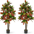 Dreamade 5 FT Tall Artificial Croton Palm Tree in Pot with Gradient Leaves