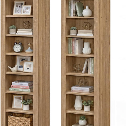 Dreamade 71" Tall 8-Tier Arched Modern Bookshelf with 3 Adjustable Shelves (1/2)