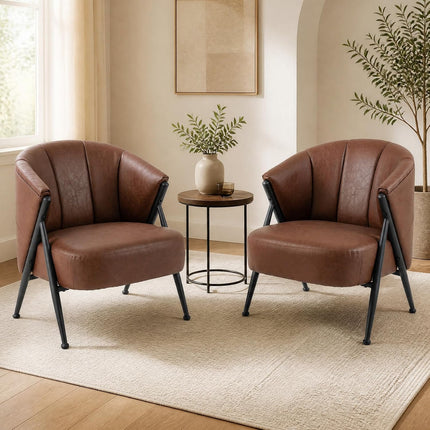 Dreamade Mid Century Modern Accent Chair w/Curved Backrest & Wide Seat