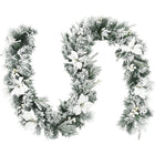 9ft Snow Flocked Christmas Garland with 50 LED Light - DreamadeUS