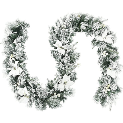 9ft Snow Flocked Christmas Garland with 50 LED Light - DreamadeUS