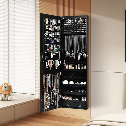 DREAMADE Jewelry Armoire Over The Door Mirror Jewelry Cabinet