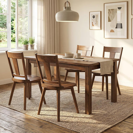 Dreamade Wooden Dining Chairs Set of 2, Solid Wood Kitchen Chairs | Modern Farmhouse Dining Room Chairs w/Hollowed Backrest