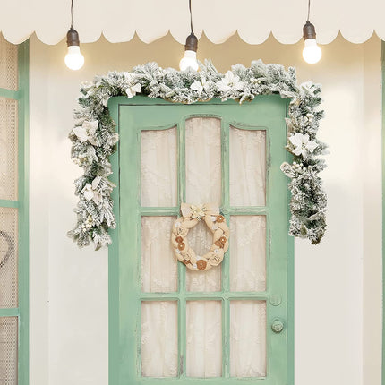9ft Snow Flocked Christmas Garland with 50 LED Light - DreamadeUS