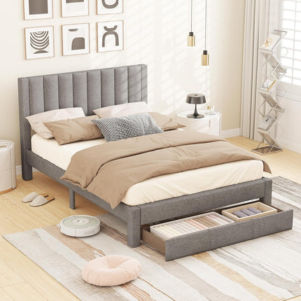 Dreamade Queen Size Bed Frame with Storage Drawer