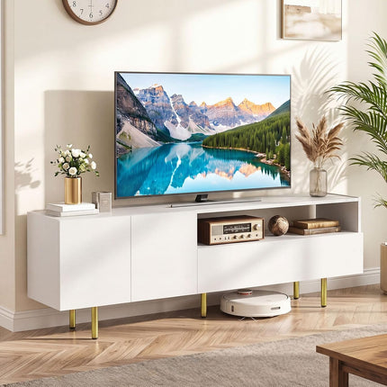 Dreamade Wooden TV Stand for TVs up to 70" with Storage Cabinet