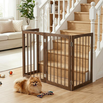 Dreamade Freestanding Foldable Dog Gate Indoor, 83" W x 30" H Extra Wide